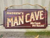 Andrews-Man-Cave-sign-wooden-personalised-pine-mahogany-stain-front-shed-AustralianWorkshopCreations-wooden-signs