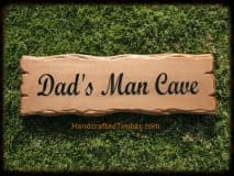 Man cave sign Dad's Man Cave, Cedar outdoor decking oil finish, unique rustic edge style