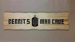 Personalised man cave sign for a fan of doctor who. Rustic edge style, NZ Pine, indoor finish (Wattyl)