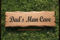 Man cave sign Dad's Man Cave, Cedar outdoor decking oil finish, unique rustic edge style