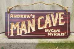 Andrews-Man-Cave-sign-wooden-personalised-pine-mahogany-stain-front-shed-AustralianWorkshopCreations-wooden-signs