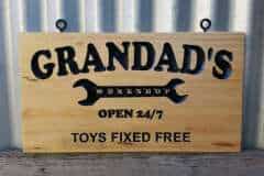 Grandad's workshop is open 24/7 and he fixes toys for free!