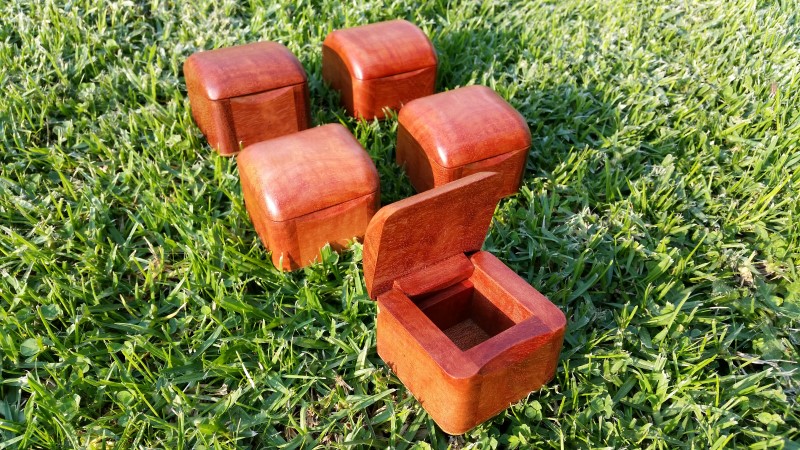 small wooden boxes tiny redgum with lid open