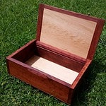 Reclaimed Redgum box, lid open