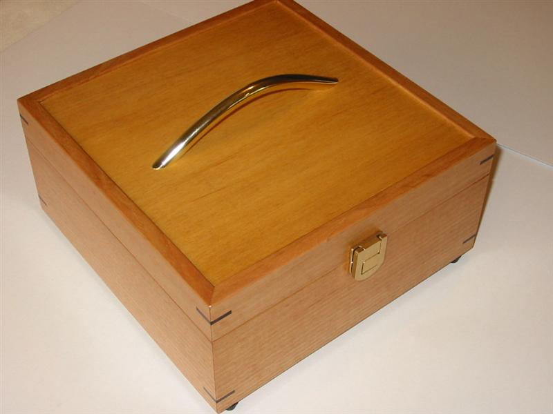 Close up of Wooden oils storage box handle