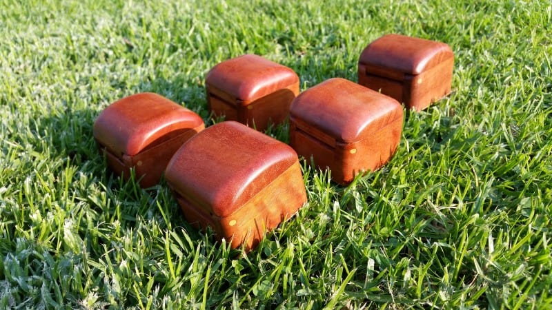 Collection of tiny wooden boxes made with love from recycled Australian timber fence posts - Redgum rear view