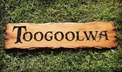 A sign with Rustic edge style
