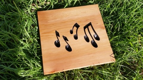 engraved wooden plaque cedar music notes