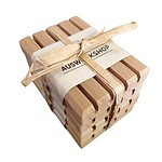 wooden soap holders gift pack of 4 bundled with raffia