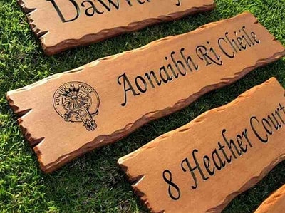 wooden signs made to order with engraved timber pictures & various font styles