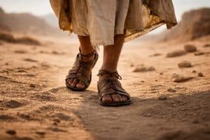 Jesus' feet walking in sandals in the desert from Jeffs website feetofjesus.net
