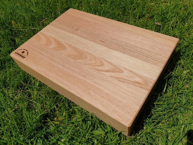 Tasmanian Oak chopping board custom sized to order photo on grass