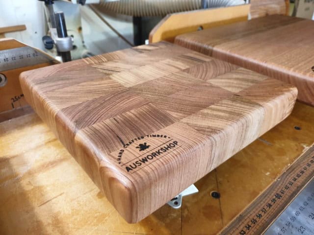 end grain chopping board made from tasmanian oak off cuts