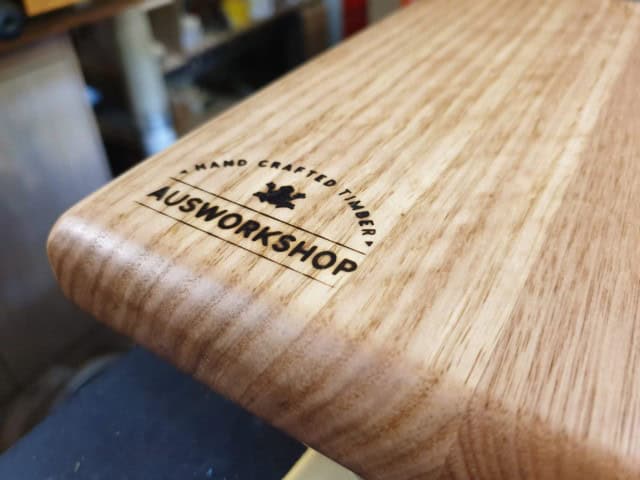 tasmanian oak chopping board with rounded corner detail