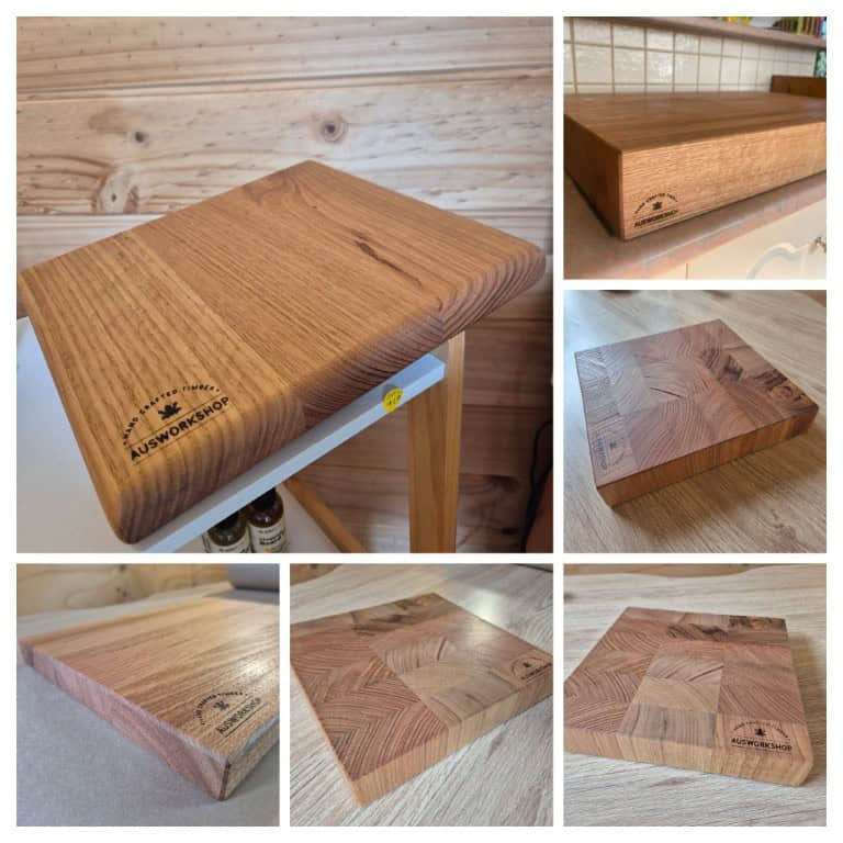 chopping boards made from Australian timber in various shapes and sizes