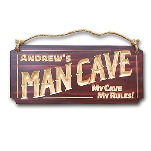 Man Cave sign with handcrafted timber design, perfect for Australian workshops and man caves.