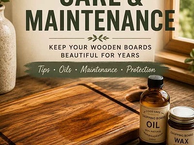 Chopping board care and maintenance guide showing food safe chopping board oil and wax