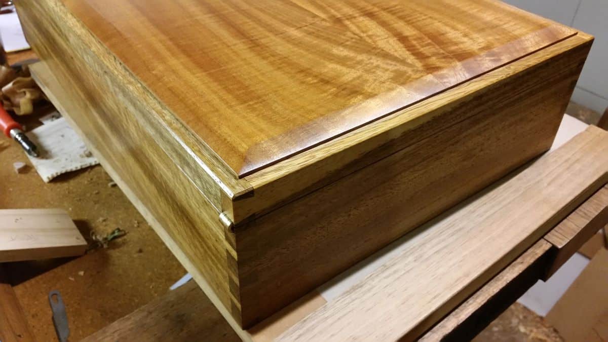 custom made case for stamp seal press - queensland maple dovetail joinery
