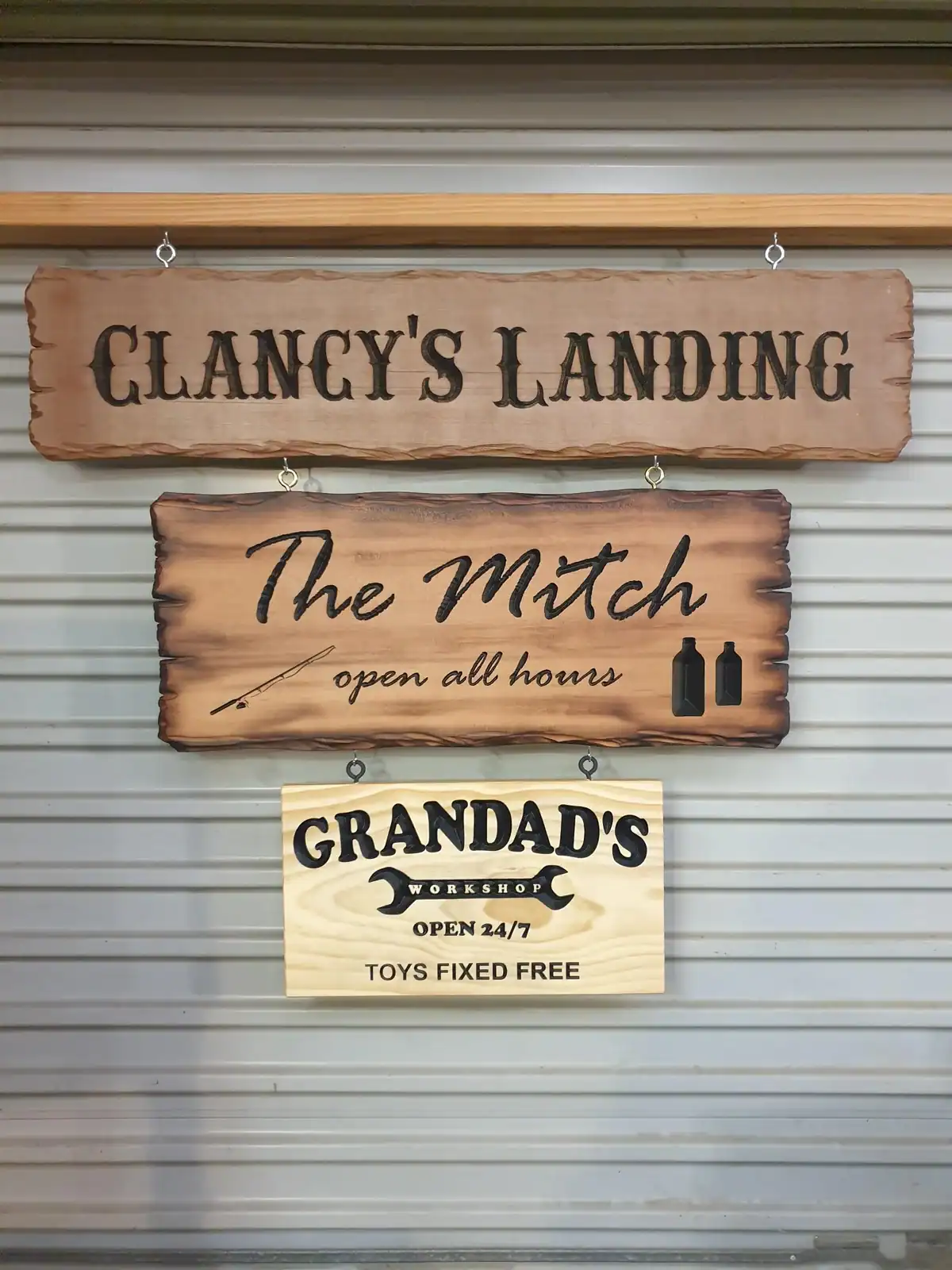 Custom engraved wooden signs handmade by AusWorkshop in Australia