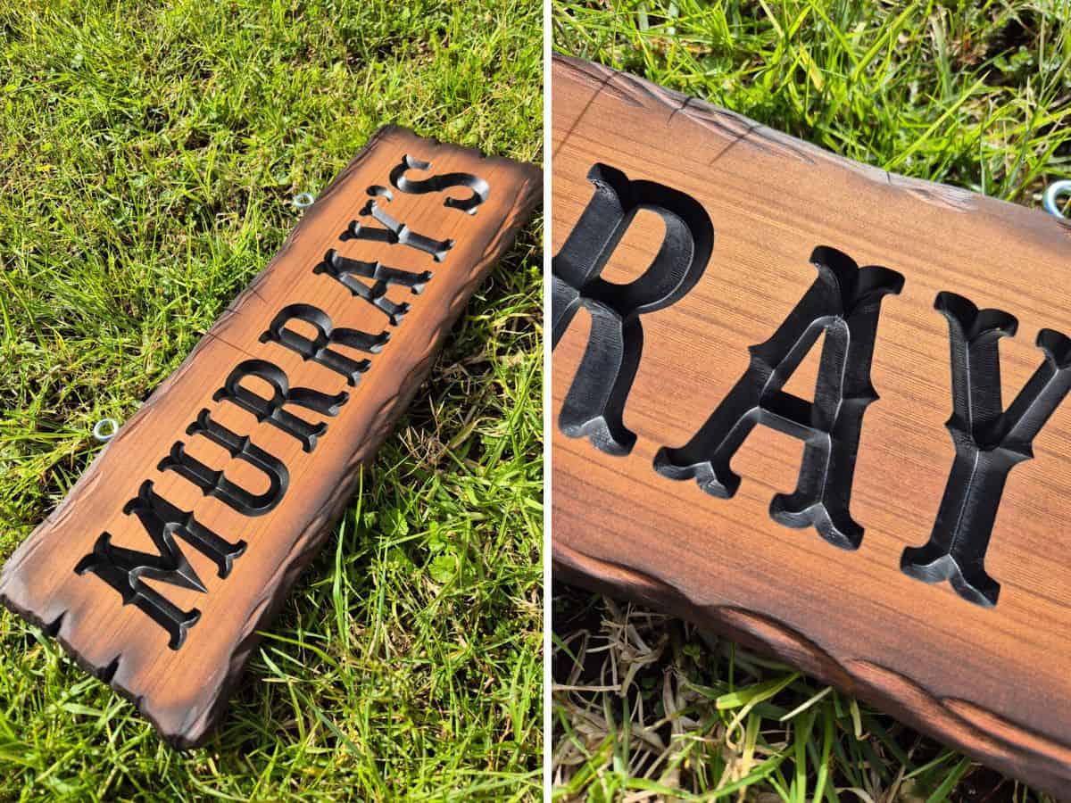 Finished Wooden Sign with Black Painted Lettering